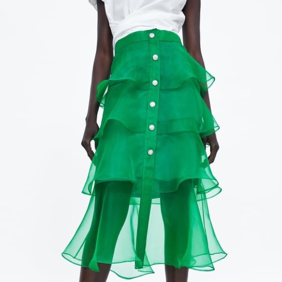 ZARA RUFFLE ORGANZA SKIRT - Picture 5 of 7